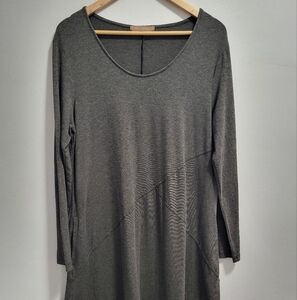Cut Loose Jersey Knit Long Sleeve Swing Dress with Pockets Size Large